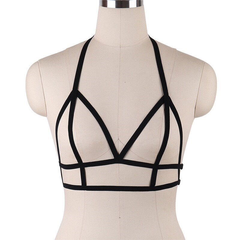 Strappy Harness Bra for Women Sexy Crop Top Body Cage Bralette