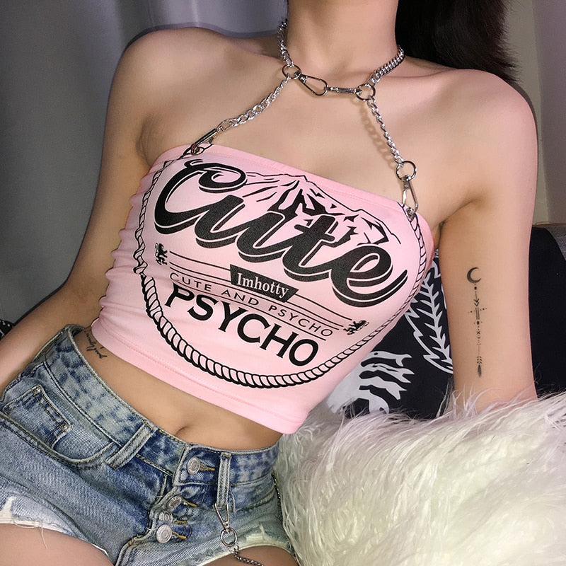 Cute and Psycho Chain Crop Top