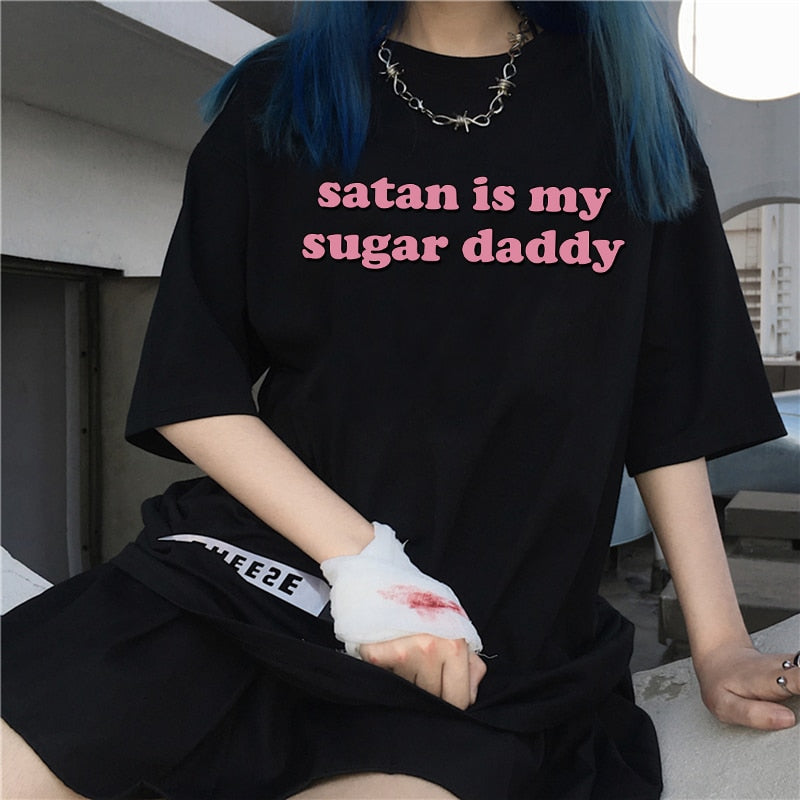Satan Is My Sugar Daddy Black T-Shirt